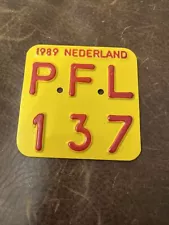 1980 NETHERLANDS ð³ð± DUTCH Holland Scooter Moped ð️ License Plate # PFL 137