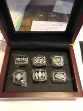 Oakland Raiders Replica Super Bowl Rings Set Of 6 With Display Case