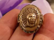 Mexican Biker Ring Vtg.Trimetal 1940s/50s 'CHIEF' Monumental Sculpting Artistry