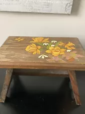 Vintage Wooden Step Stool Floral