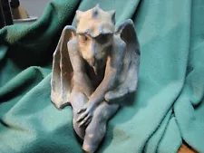 Antique 8" Tall Very Old Concrete SITTING GARGOYLE As Shown In Photo's RARE