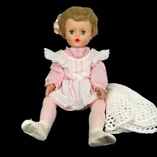 Vintage Large 28” Plastic Betsy Wetsy Doll Pink Dress Blonde Hair