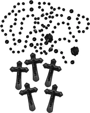 Black Plastic Rosaries for Sunday School or Church Event Handouts Pack of 5