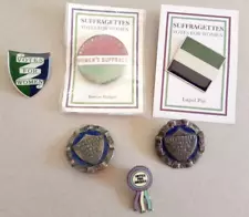 6 x SUFFRAGETTES PIN BADGES ~ VOTES FOR WOMEN, UNION OF WOMEN'S SUFFRAGE SOCIETY