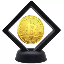 Gold Plated Bitcoin Bit Coin Collection Coin & Display Case - Mens Unique Gift