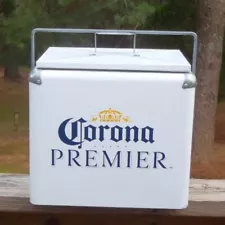 Vintage Large CORONA PREMIER Beer Metal Cooler With Lid Great Condition Clean NR