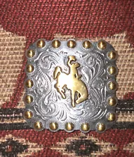 Bucking Bronc Square 2 Tone Screw Back Concho, 2 1/4”.