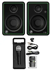 (2) Mackie CR3-X 3" 50w Creative Reference Studio Monitors Speakers + Microphone