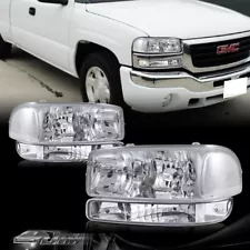 For 99-06 GMC Sierra 1500 2500 Chrome Headlights+Bumper Clear Reflector Lamps (For: More than one vehicle)