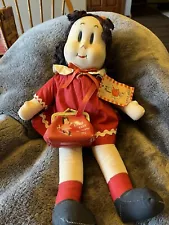 Vintage Antique Little Lulu Doll Cloth Doll Marge Georgene RARE 1940s Red Dress