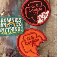 1977 Girl Scout Cookies Collectible Embroidered Patch Set 60+ Club Brownie