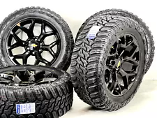 4 20" INCH CHEVY TAHOE GMC SIERRA SNOWFLAKE WHEELS BLACK GLOSS RIMS TIRES 6X139