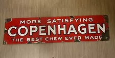 Old PORCELAIN Single Sided COPENHAGEN Chew Tobacco Sign ADVERTISING Tobacciana