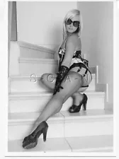 Semi Nude European Postcard- Steps- Blond- Stockings- Legs- Garter- Heels #18