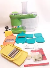 Cook's Essentials Electric Mandoline: Chopper, Slicer w/ 7 Blades & Lid - Green