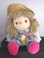 1980 Ice Cream Doll Girl w/ Ice Cream Cone & Straw Hat 14” Sleepy Eyed