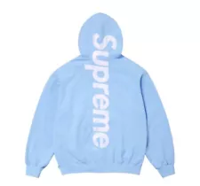 Size Small - Supreme Appliqué Logo Hoodie Sweatshirt Light Blue White FW24 - NEW