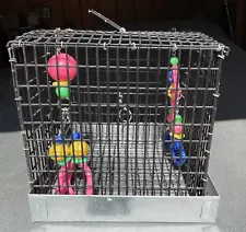 Small Metal Critter Pet Cage 11”L x 11” W x 11 H Top Open ~Hanging Toys~