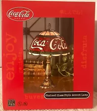 Coca Cola Stained Glass Style Accent Lamp 15 1/2” Classic Style Plastic Coke New