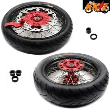 KKE 17 Inch Supermoto Wheels Rims Tires Set For Honda CRF250X CRF450X 2005-2018