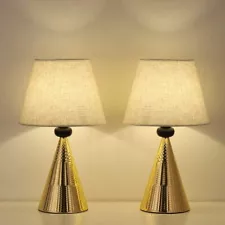 Set of 2 Vintage Bedside Lamp Gold Base Table Lamps for Bedroom Living Room