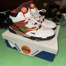 Reebok Pump Omni Zone II White Black Red Gold Men's Basketball Sneakers Sz 11