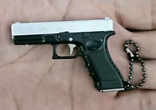 Mini Gun Keychain Metal 1:3 Scale G17 Keychain Silver