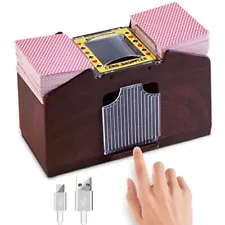 HJCMikee 1-4 Deck Automatic Card Shuffler Luxury Wood Grain Professional...