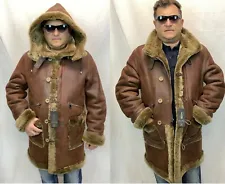 FOR BUYER candu_7 -- WHISKEY 100% REAL SHEEPSKIN SHEARLING LEATHER Parka SIZE XL