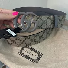 $1,185 NEW Authentic GUCCI Belt 85-34 GG LOGO Signature Canvas SALE Monogram