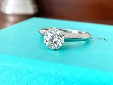 Tiffany & Co Platinum and Diamond Round Engagement Ring .92 CT F VS2 3X $15k NEW