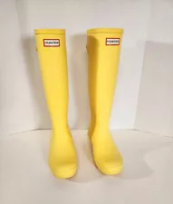 Hunter Original Tall Adjustable Rain Boot Rubber Buckle US 8 UK 6 U 39 Yellow