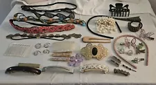 Vintage HAIR ACCESSORIES-Lot of 25 Plus Assorted Pieces Rhinestone. Beads And