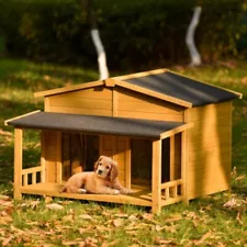 Large Wooden Dog House Outdoor Outdoor & Indoor Dog Crate Cabin Style With Porch