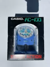 NOS VINTAGE CASIO AC-100 ROBOT STOMPING FEET ALARM CLOCK BLUE JAPAN NEW NICE!!