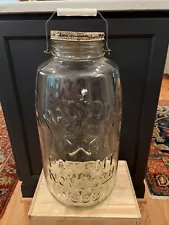 5 Gallon Mason's Eagle Star Glass Pickle Jar 18” w/Lid & Handle Nov. 30th 1858