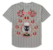 FW20 SUPREME TIGER EMBROIDERED BASEBALL JERSEY PINSTRIPE GREY BLACK XL (Bin #3)