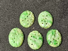 5 pc ANTIQUE CARVED JADE PIECES-PENDANTS? -.75IN-JEWELRY PCS-ASIAN-NR!