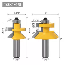 1/2" Shank Flooring 2 Bit Tongue and Groove V Notch Router Bit Set