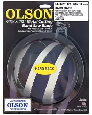 Olson Hard Back Metal Cutting Band Saw Blade 64-1/2" inch x 1/2", 14TPI, USA