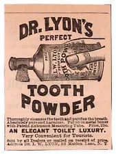 c1880s Dr. Lyon's Perfect Tooth Powder Manhattan NYC Antique Dental Art Print Ad