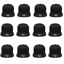 Plain Blank Flat Brim Adjustable Snapback Baseball Caps WHOLESALE LOT 12pcs