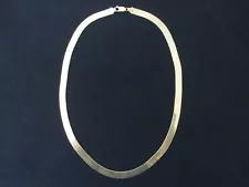 14K YELLOW GOLD HERRINGBONE 6.85MM WIDE ITALY 17 GRAMS 19" CHAIN NECKLACE