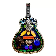 Regal guitar mosaic vintage stained glass sculpture mixed media art decor rare