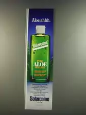 1986 Solarcaine Pure Aloe Vera Gel Ad - Aloe Ahhh