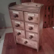 SPICE CHEST EUROPEAN ANTIQUE WITH SEVEN DRAWERS GREAT PATINA SOLD AS IS