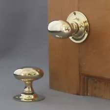 Edwardian Brass Oval Door Knobs