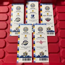 Denver Nuggets NBA Basketball 5 Ticket Stub Lot D Jazz Grizzlies Rockets 2013-14