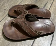 Abercrombie & Fitch Leather Sandals Mens 11 Moose Embossed Vintage Y2k School