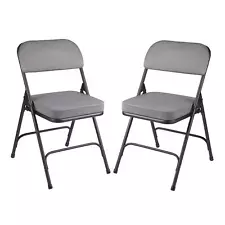 2 Pack Fabric Upholstered 2" Cushion Folding Chair, Grey